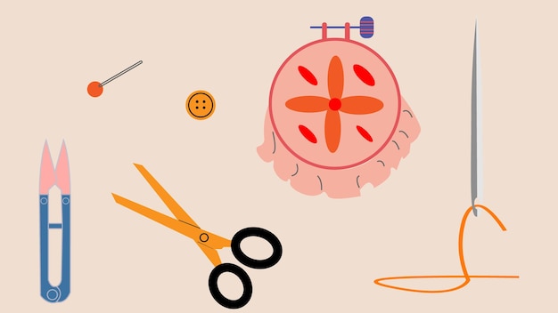 Zestaw startowy do haftu, nici i obręcz